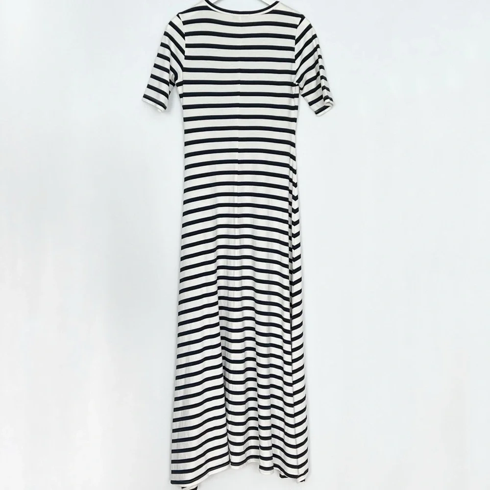 J.Crew Sunset Striped Knit High Low Maxi Dress Ivory Navy XS - Picture 8 of 12